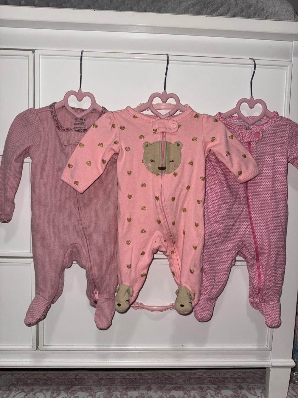 Carter's pink 3 piece set of sleepers